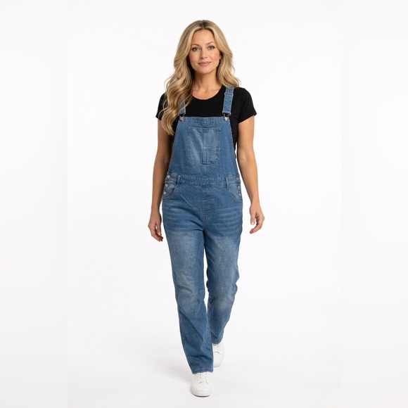 loveimgs Denim - Women’s OVERALLS XL & L available faded denim jeans barrel leg NWT